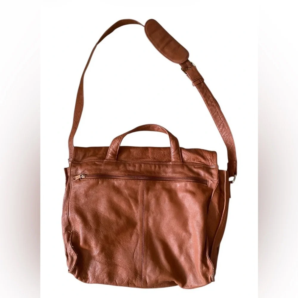 Vintage Genuine Leather Satchel Crossbody Messenger Briefcase Men Bag - Brown